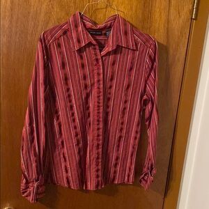 Red Striped Button-Up Shirt
